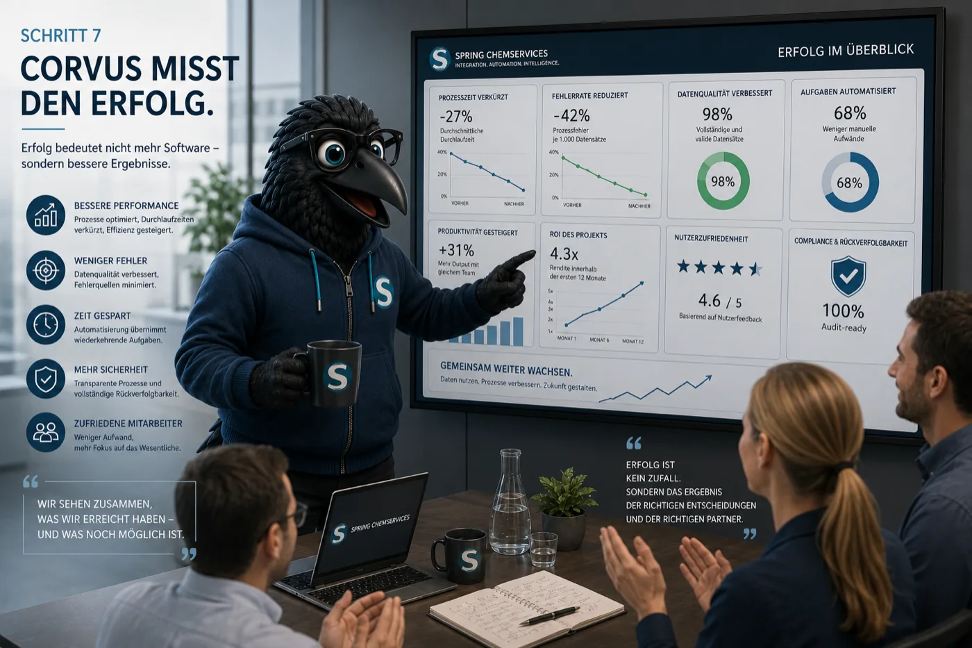 Corvus measures success.
